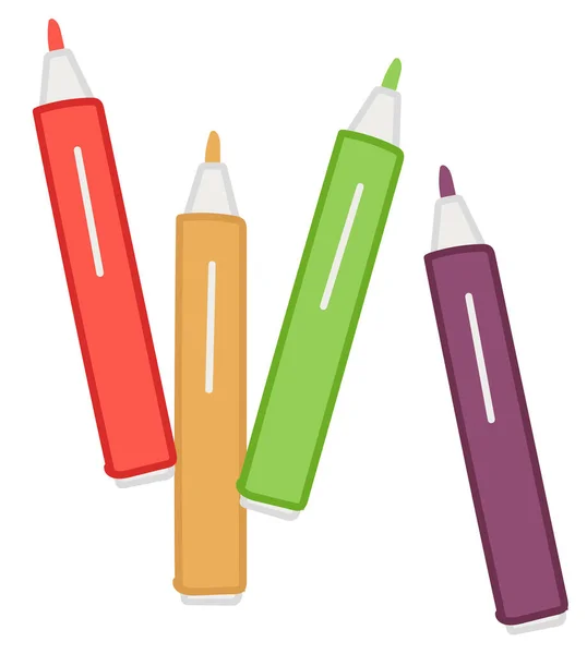 五彩斑斓的铅笔 笔和笔 用于绘画和写作 明亮的办公用品 学习用品和文具的变化 蜡笔画和装饰 孤立图标 平面矢量 — 图库矢量图片