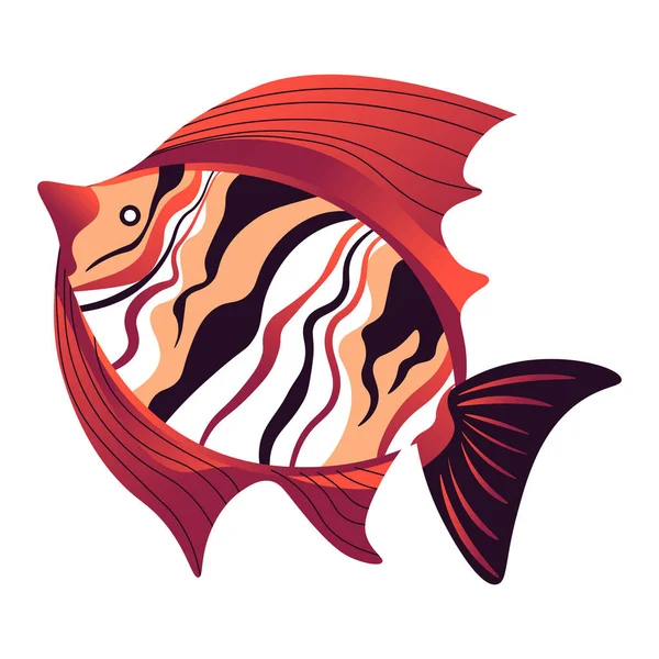 Peixe Decorativo Com Listras Barbatanas Animais Nadadores Que Vivem Aquário — Vetor de Stock