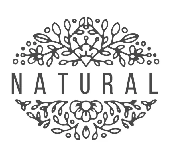 Natur Und Bioprodukt Umweltfreundlich Minimalistisches Etiketten Oder Emblemdesign Vereinzelt Abgerundetes — Stockvektor