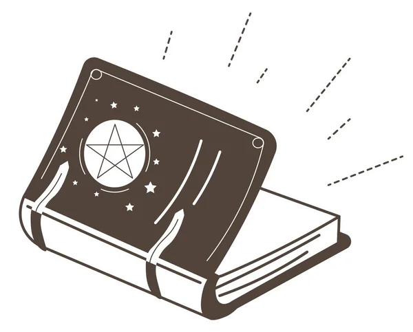 Boek Van Spreuken Hekserij Geïsoleerd Icoon Van Publicatie Met Pentagram — Stockvector