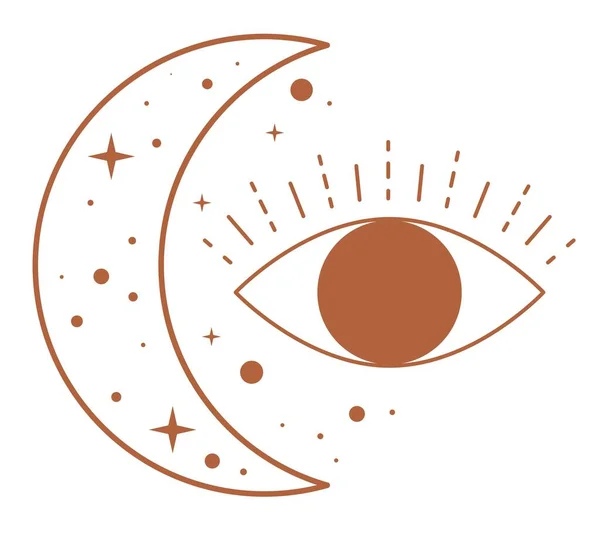 Luna Creciente Con Estrellas Masones Viendo Signos Oculares Icono Masónico — Archivo Imágenes Vectoriales