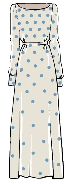 Sukienka Maxi Stylu Vintage Lub Retro Długa Spódnica Kropką Modne — Wektor stockowy