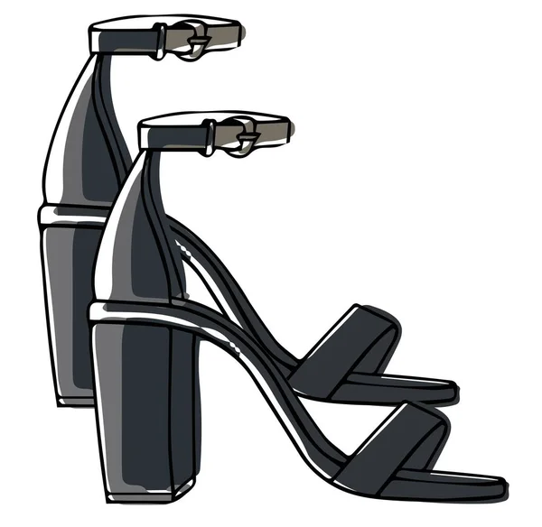 Calçado Elegante Para Mulheres Sandálias Couro Com Tiras Fechos Sapatos —  Vetores de Stock