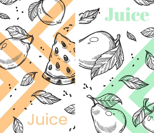Goût Melon Eau Jus Poire Smoothie Liquide Sucré Boisson Pour — Image vectorielle