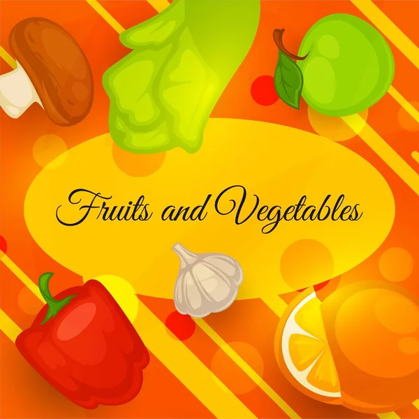 Egészséges Étel Étkezés Táplálkozás Életmód Gyümölcsök Zöldségek Kiegyensúlyozott Étrendért Fokhagyma — Stock Vector