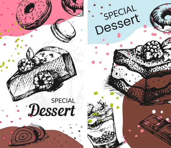 Dessert Menu Seasonal Dishes Cafe Restaurant Special Proposal Bistro Dinner — Stock Vector