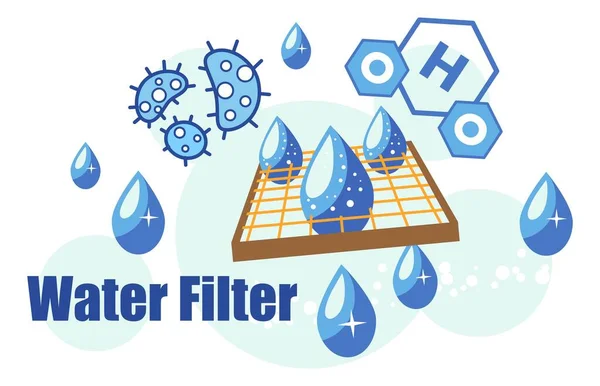 Фильтр Воды Очистки Очистки H2O Система Получения Прозрачной Жидкости Напитков — стоковый вектор