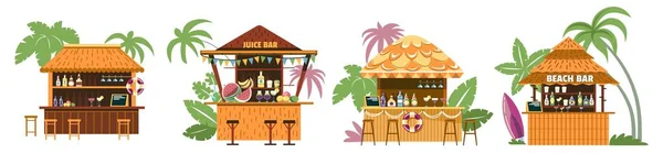 Tropisches Restaurant Oder Café Bungalowgebäude Bar Oder Pub Mit Mahlzeiten — Stockvektor