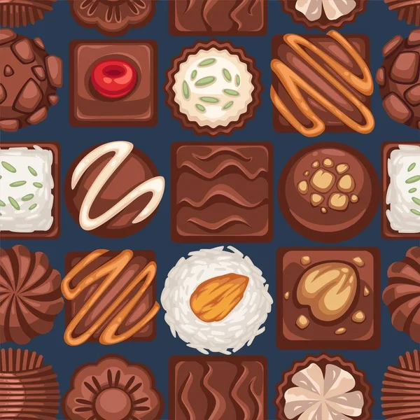 Dessert Gâteaux Sucrés Bonbons Chocolat Avec Garniture Noix Cerise Baies — Image vectorielle