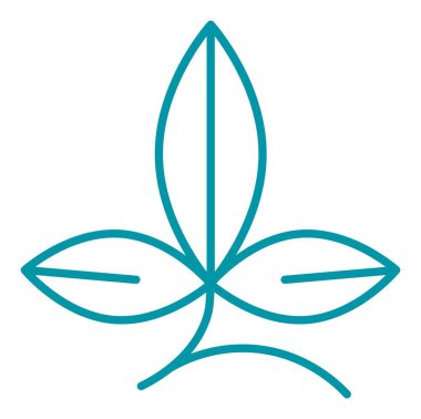 Saplı çiçek yaprağı, izole edilmiş ikon veya ekolojik olarak dost üretimi ve doğal ürünün sembolü. Organik ve minimalist ambalaj, biyolojik ve sürdürülebilir. Çizgi sanatı, düz biçimli basit vektör