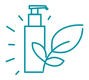 Doğal organik kozmetik ürünler. Nemlendirme ve kaldırma için kullanışlı bileşenler. Yüz ve vücut bakımı, yapraklı tüp. Çizgi sanatı, düz biçimli basit vektör