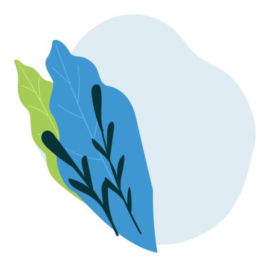 Yaprakları, yaprakları, yaprakları ve yemyeşil yaprakları olan zarif bir çiçek afişi. Yumuşak dallar ve dallar bukette, mevsimlik çiçekler ve bahar veya yaz çiçekleri. Düz biçim illüstrasyonunda vektör