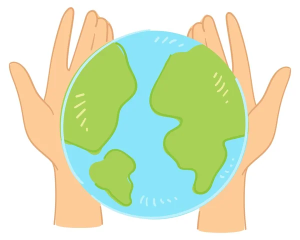 Hände Die Den Planeten Erde Halten Isoliertes Zeichen Oder Symbol — Stockvektor