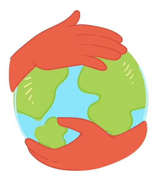 Caring Protecting Nature Environment Planet Earth Isolated Hands Holding Globe — Stock Vector