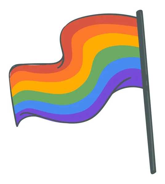 虹色の旗 伝統的なLbtのシンボルを持つ孤立ポール トランスジェンダーやバイセクシャルの人々の支援と抗議 団結と寛容 平和的な共同体 平型ベクトル — ストックベクタ