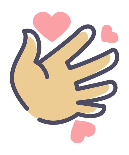 Volunteering Kindness Charity Donation Isolated Icon Palm Hearts Love Feelings — Vetor de Stock