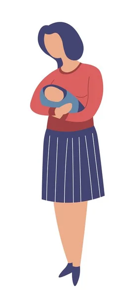 Personnage Féminin Avec Nouveau Dans Les Mains Maternité Parentalité Heureuse — Image vectorielle