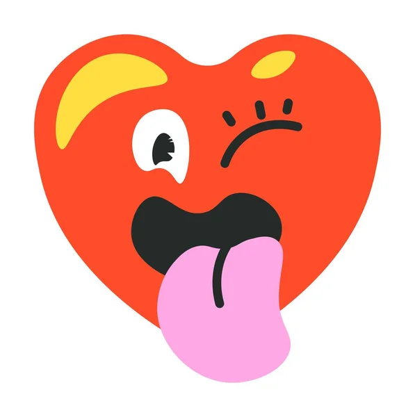 Zeichentrickfigur Form Von Herz Abstehenden Zunge Isolierte Heilige Valentines Tag — Stockvektor