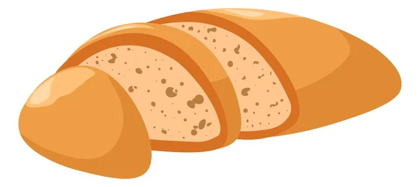 Nybakat Bröd Skivor Isolerad Naturlig Och Ekologisk Mat Till Frukost — Stock vektor