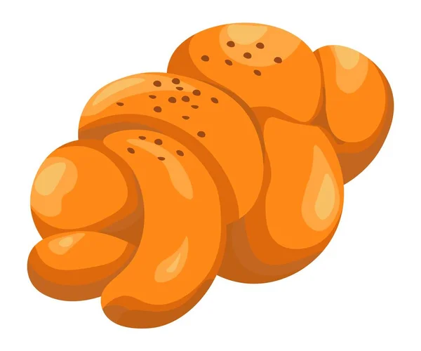 Bakkerij Winkel Assortiment Productie Geïsoleerd Brood Broodje Met Sesam Voedsel — Stockvector