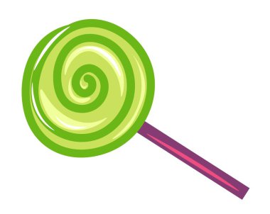 Çubukta şekerli karamel, kıvrımlı lolipop şekeri. Çocuklar ve yetişkinler için ayrıştırılmış lezzetli yiyecekler. Çeşitli ürünlerle dükkan ya da dükkan. Tatlı olarak lezzetli bonbon. Düz biçim illüstrasyonunda vektör