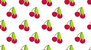 Bir dal tatlı kiraz, lezzetli organik böğürtlen ve yaprak dalları. Diyet ve beslenme için lezzetli malzeme, vejetaryen yemeği. Arkaplan ya da parmak izi, kusursuz desen. Düz biçimli vektör