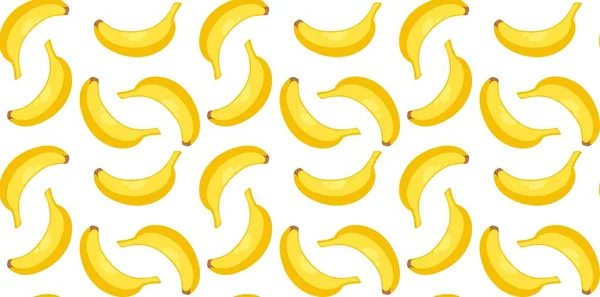 异国和热带香蕉餐 健康和有机产品 甜食装饰和营养 维生素和营养多汁食物 背景或印刷品 无缝图案 矢量呈扁平型 — 图库矢量图片