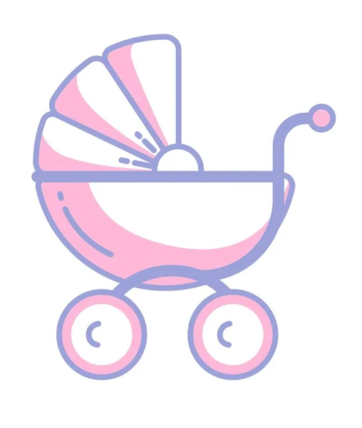 Perambulator Children Isolated Buggy Stroller Kids Crib Transporting Infants Toddlers — Stock Vector