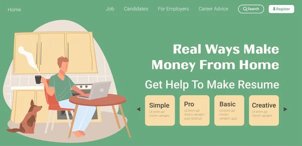 Make Money Home Get Help Make Resume Simple Pro Basic — Wektor stockowy