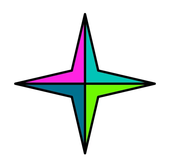 Geometrická Postava Izolovaná Barevná Hvězda Stíny Fasetami Tvar Dekorativní Samolepka — Stockový vektor