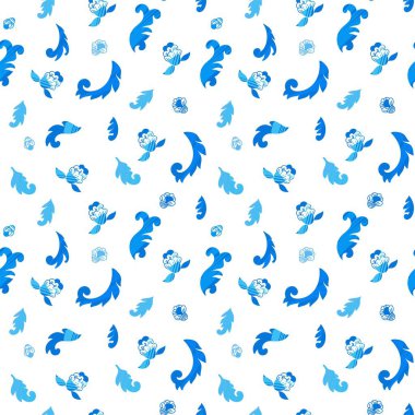 Klasik çiçek ve yapraklar, çiçekler ve yapraklar, bitki örtüsü ve botanik süsü. Dal ve dallarla geçmişe dönük tasarım. Kusursuz desen, duvar kağıdı izi ya da arka plan. Düz biçim illüstrasyonunda vektör