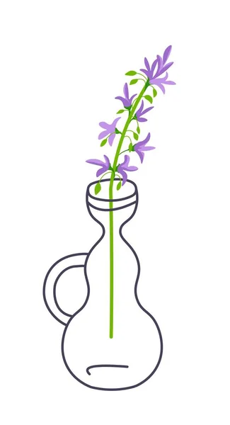 Flower Branch Minimalistic Vase Isolated Flower Blossom Leaves Foliage Stem — Stock Vector