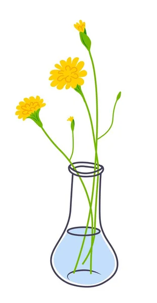 Blumen Der Vase Isolierte Wohnaccessoires Und Schmuck Für Das Haus — Stockvektor