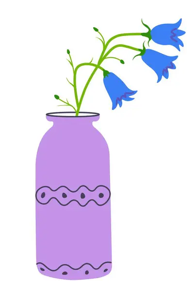 Blumenstrauß Aus Wildblumenblättern Und Blüten Einer Vase Vereinzelte Floristische Komposition — Stockvektor