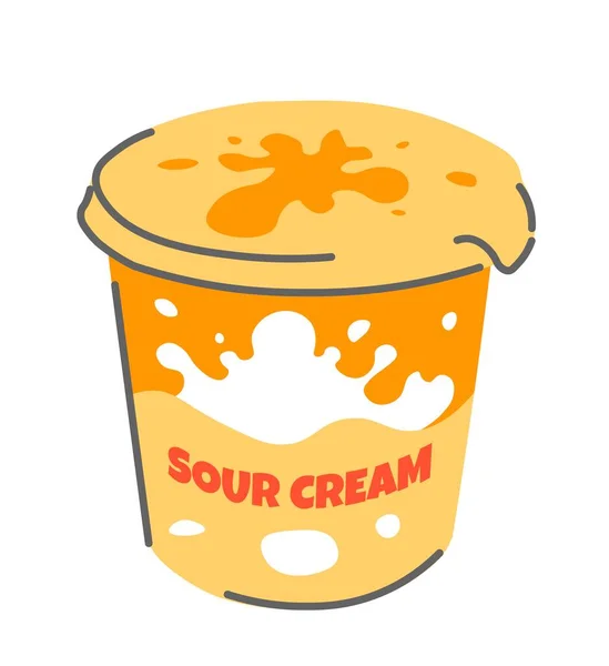 特定のバクテリアを添加した発酵乳 酸っぱいクリーム乳製品の単離パッケージ 調理し 食べるための有機的で自然な成分 健康的な食事と食事 フラットスタイルのベクトル — ストックベクタ