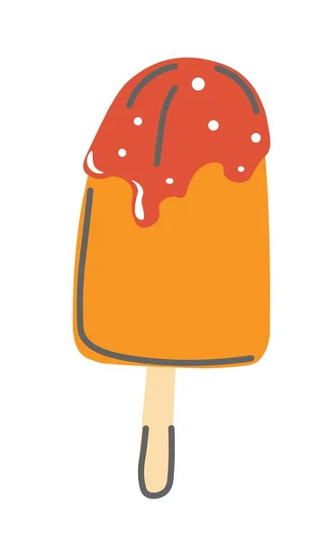 番茄酱加草莓果酱或草莓味 用巧克力和味道鲜美的配料分离的冰淇淋 有机和天然产品 夏季小吃和夏季小吃 矢量呈扁平型 — 图库矢量图片