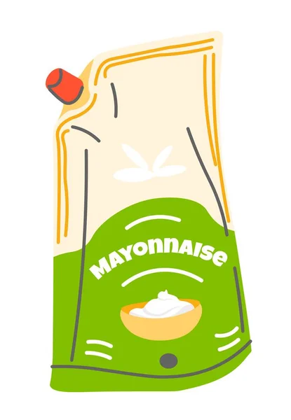 Pacote Produtos Maionese Ingrediente Orgânico Natural Isolado Para Molho Salada — Vetor de Stock