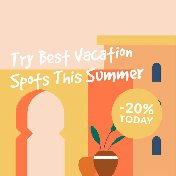 Reduction Price Summer Vacation Packages Tours Promotional Banner Twenty Percent — Stock Vector