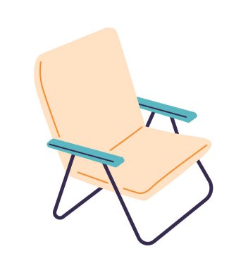 Taşınabilir bahçe mobilyaları, avlu ya da yaz için izole edilmiş katlanabilir sandalyeler. Arka koltukta dinlenmek ve dinlenmek için. Metal minimalist tasarım ve yumuşak yastık. Düz biçimli vektör