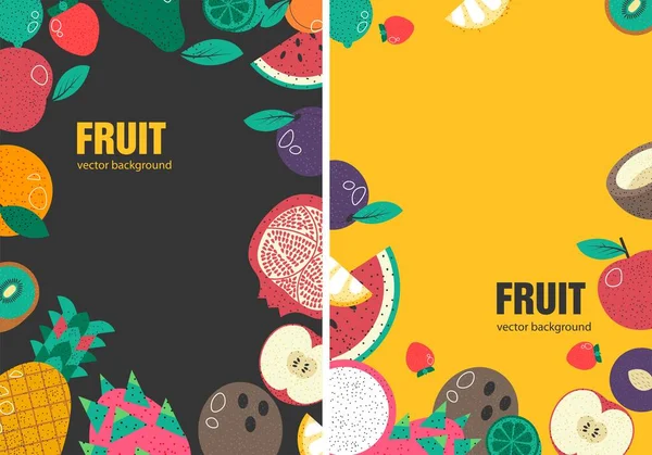 Reife Tropische Und Exotische Früchte Äpfel Und Wassermelonen Birne Und — Stockvektor