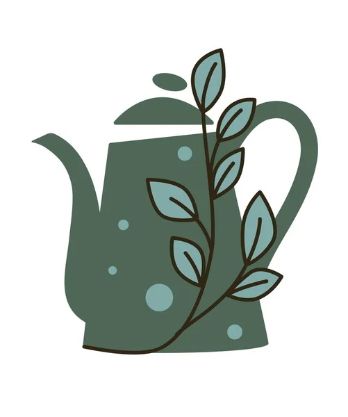 Ceramic Teapot Tasty Aromatic Beverage Breakfast Dinner Isolated Organic Natural — Stock Vector