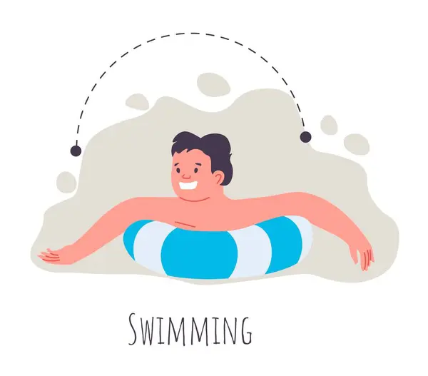 Schwimmen Und Sport Treiben Einen Aktiven Lebensstil Führen Und Freizeit — Stockvektor
