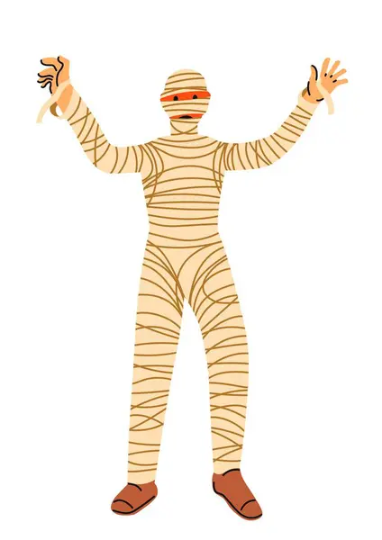 Египетская Мумия Хэллоуин Одежды Изолированный Персонаж Носить Бинты Конкурса Одежды — стоковый вектор