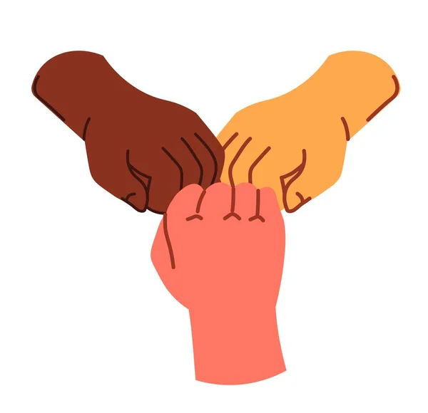 Удар Кулаком Приветствие Общение Между Друзьями Изолированные Руки Жестикулирующие Людьми — стоковый вектор