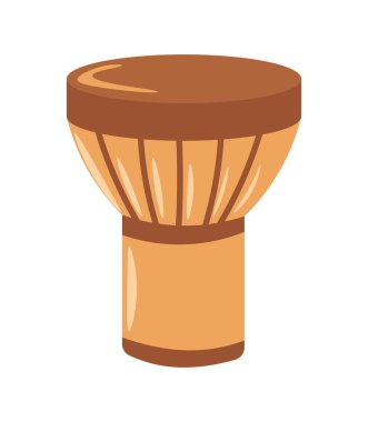 Müzik ve beste yapmak için Djembe veya jembe müzik aleti. İzole davul, halat döndü ve ritim yapmak ve şarkılara ritim eklemek için deri kaplı kadehler. Düz biçimli vektör