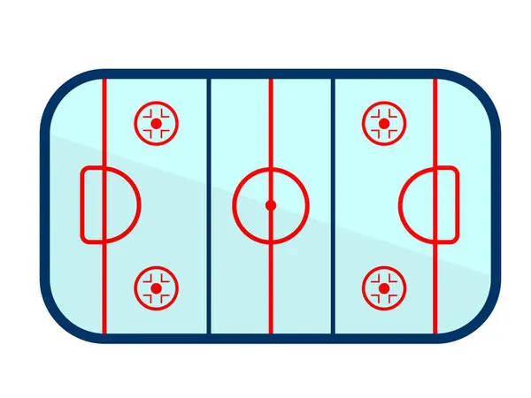 Ice Rink Hockey Match Field Marking Goal Gate Zones Players — Stock Vector