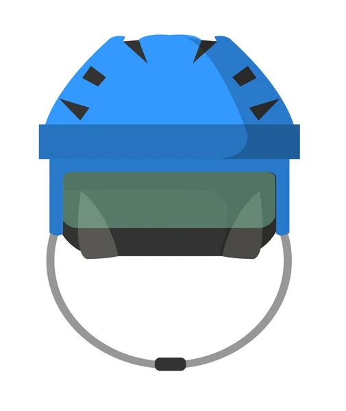 サイクリングおよび運転のための保護ヘルメットかヘッドウェア 隔離された自転車装置および保護 損傷および事故からの安全 ゴム製ホールダーが付いているプラスチック帽子 フラットスタイルイラストのベクトル — ストックベクタ