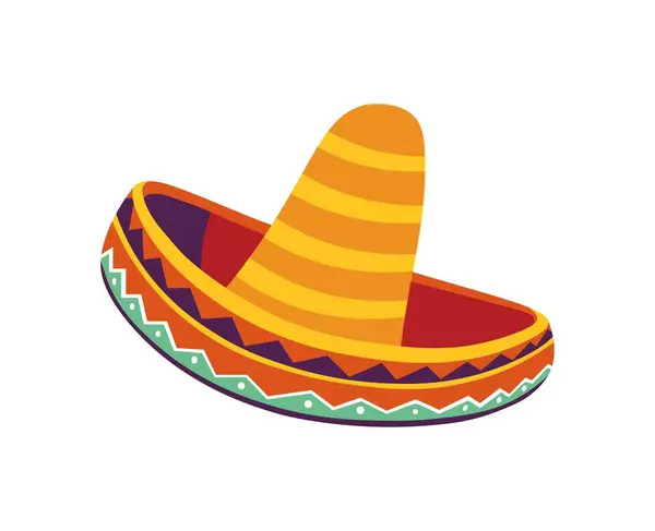 Шляпа Сомбреро Изолированные Мексиканские Традиционные Головные Уборы Орнаментами Геометрическими Узорами — стоковый вектор