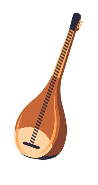 Baglama土耳其拔出弦乐器 用于演奏音乐和表演娱乐 孤立的Woodel Corpus Turkiye传统和民族文化 矢量呈扁平型 — 图库矢量图片
