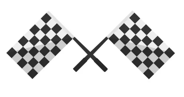 ドライバーのためのトラックの仕上げ 黒と白のチェッカーパターンで孤立した交差したレースフラッグ ドライバーやレーサーのためのスポーツ大会やトーナメント イベント フラットスタイルのベクトル — ストックベクタ